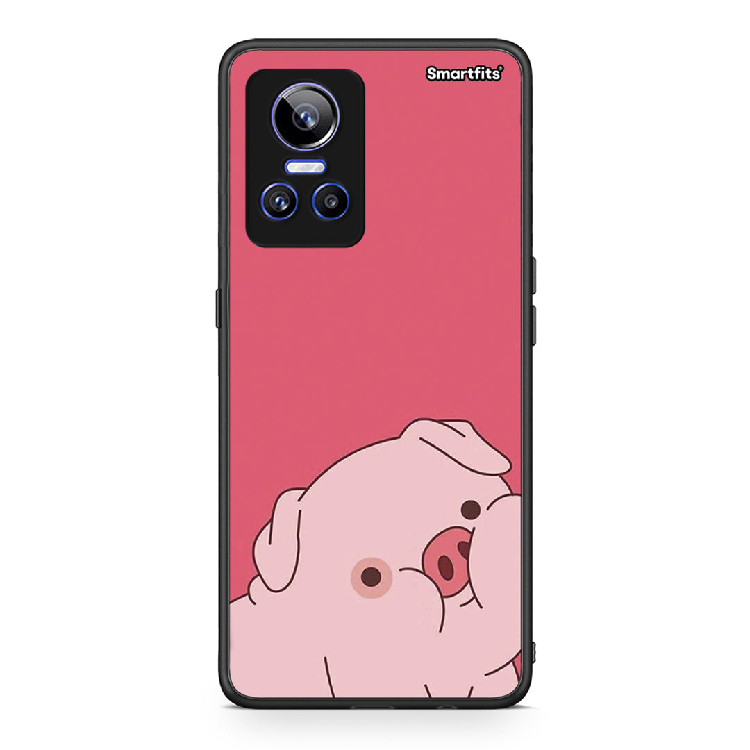 Realme GT Neo 3 Pig Love 1 Θήκη Αγίου Βαλεντίνου από τη Smartfits με σχέδιο στο πίσω μέρος και μαύρο περίβλημα | Smartphone case with colorful back and black bezels by Smartfits