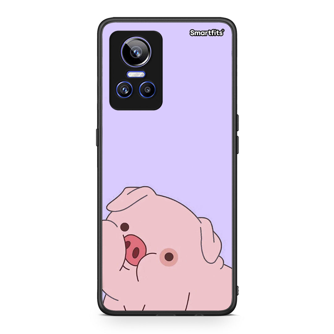 Realme GT Neo 3 Pig Love 2 Θήκη Αγίου Βαλεντίνου από τη Smartfits με σχέδιο στο πίσω μέρος και μαύρο περίβλημα | Smartphone case with colorful back and black bezels by Smartfits