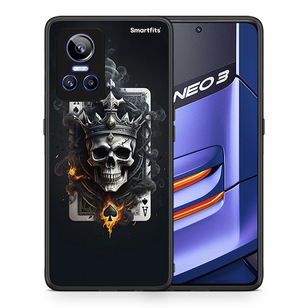 Θήκη Realme GT Neo 3 Skull King Ace από τη Smartfits με σχέδιο στο πίσω μέρος και μαύρο περίβλημα | Realme GT Neo 3 Skull King Ace case with colorful back and black bezels