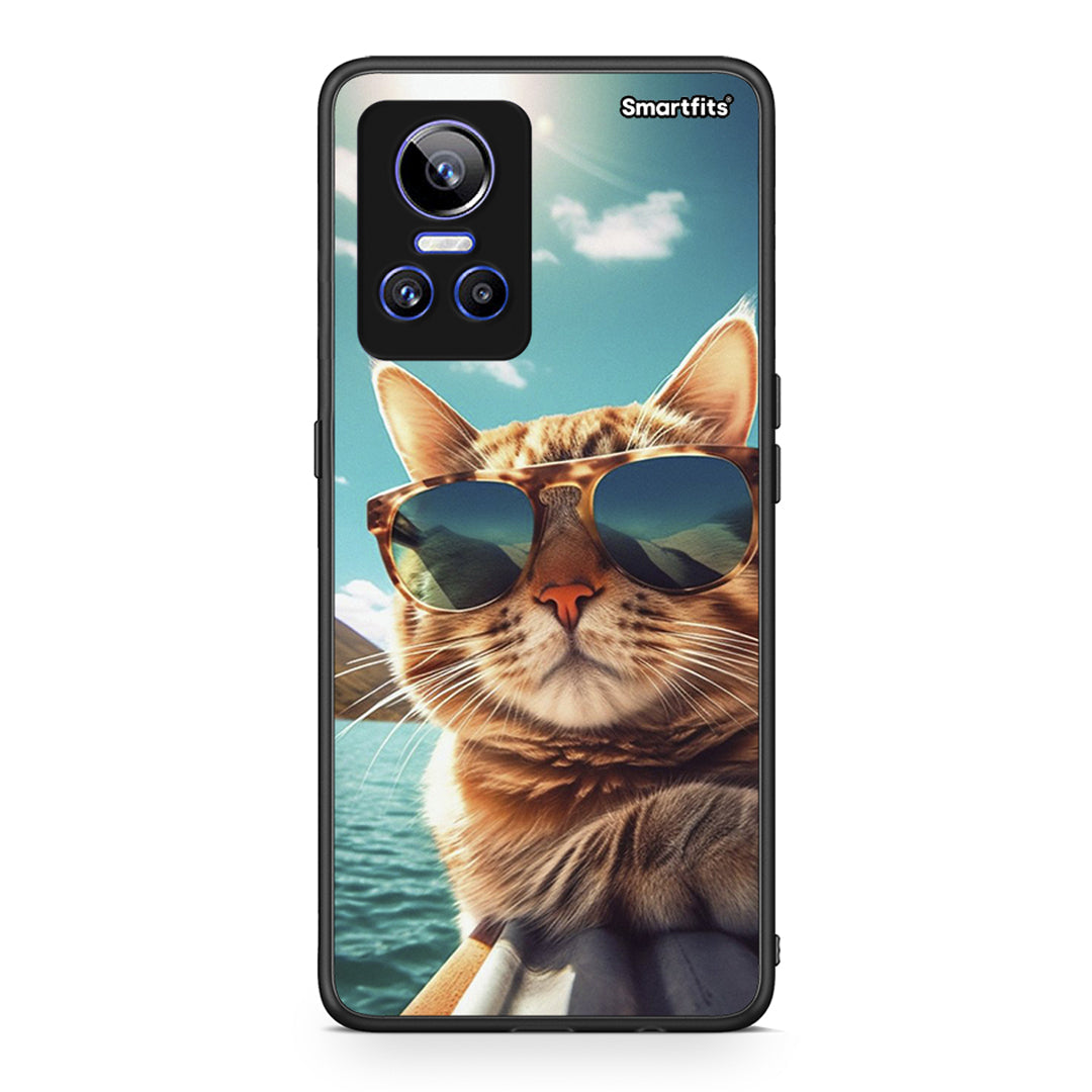 Realme GT Neo 3 Summer Cat θήκη από τη Smartfits με σχέδιο στο πίσω μέρος και μαύρο περίβλημα | Smartphone case with colorful back and black bezels by Smartfits
