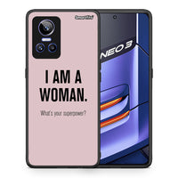 Thumbnail for Θήκη Realme GT Neo 3 Superpower Woman από τη Smartfits με σχέδιο στο πίσω μέρος και μαύρο περίβλημα | Realme GT Neo 3 Superpower Woman case with colorful back and black bezels