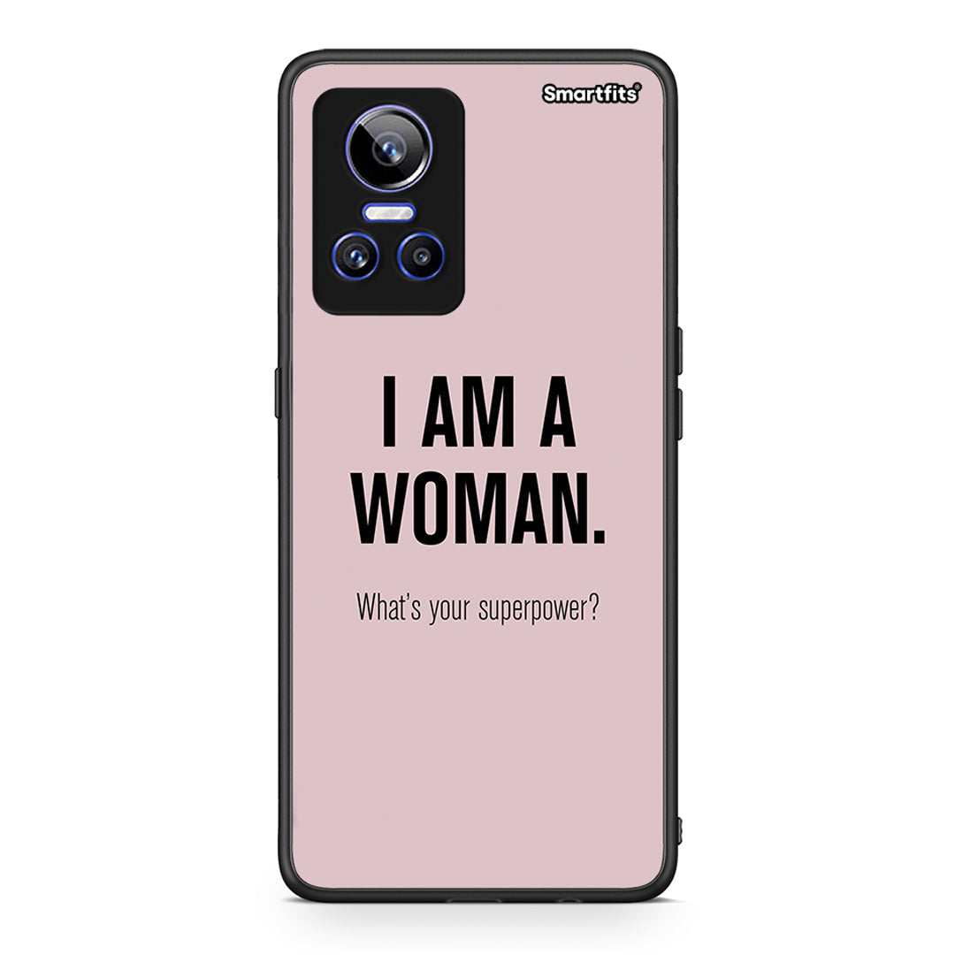 Realme GT Neo 3 Superpower Woman θήκη από τη Smartfits με σχέδιο στο πίσω μέρος και μαύρο περίβλημα | Smartphone case with colorful back and black bezels by Smartfits