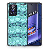 Thumbnail for Θήκη Realme GT Neo 3 Swimming Dolphins από τη Smartfits με σχέδιο στο πίσω μέρος και μαύρο περίβλημα | Realme GT Neo 3 Swimming Dolphins case with colorful back and black bezels