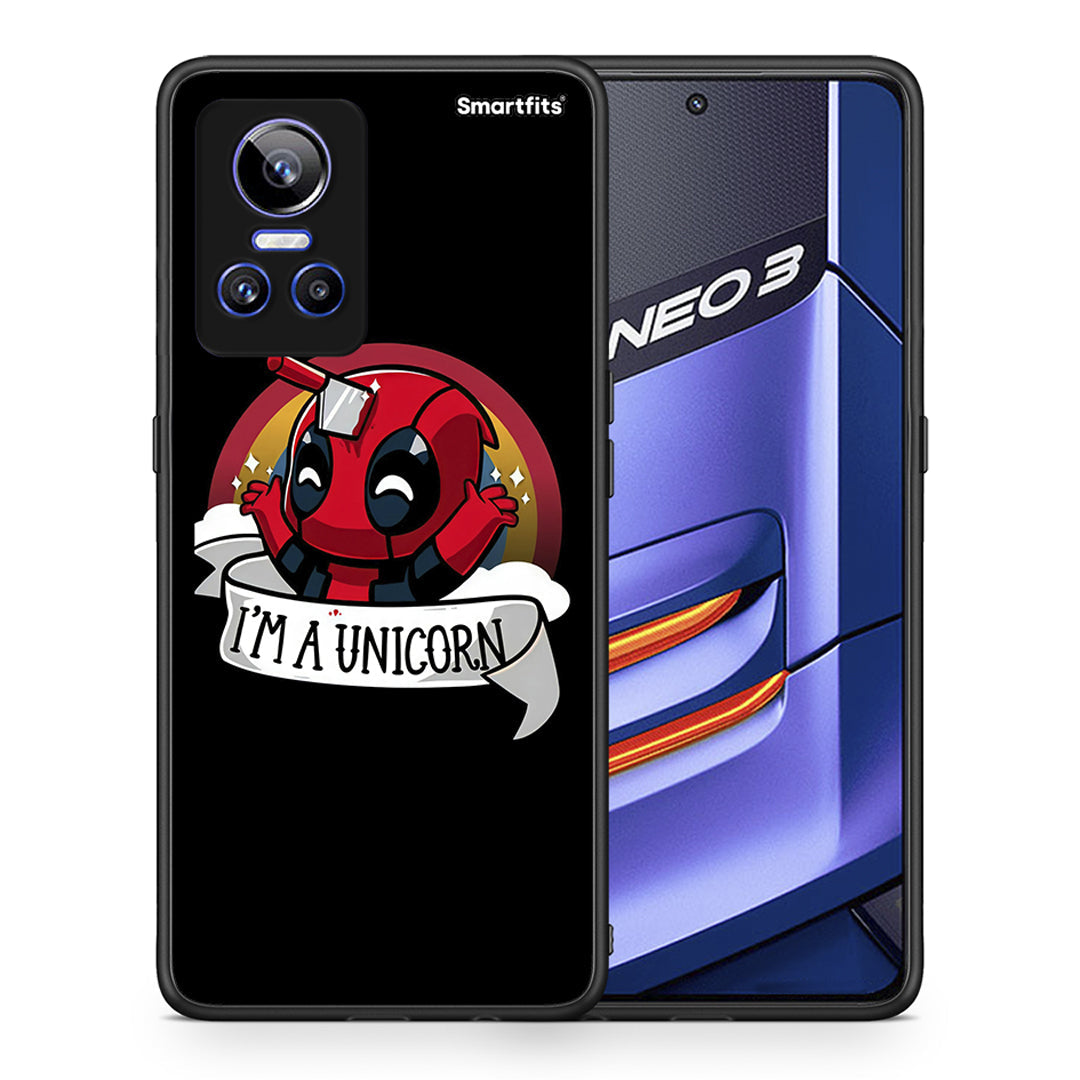 Θήκη Realme GT Neo 3 Unicorn Deadpool από τη Smartfits με σχέδιο στο πίσω μέρος και μαύρο περίβλημα | Realme GT Neo 3 Unicorn Deadpool case with colorful back and black bezels