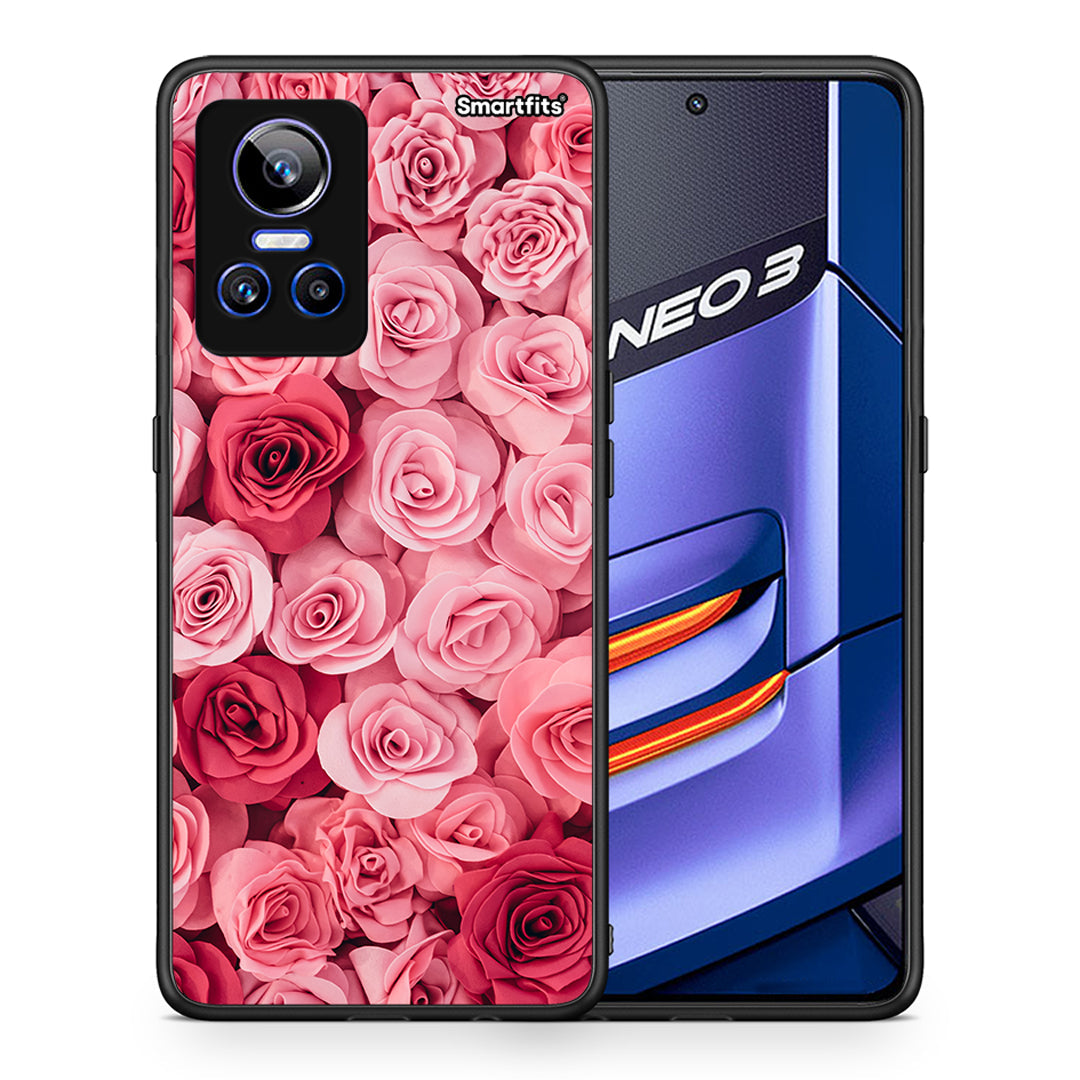 Θήκη Realme GT Neo 3 RoseGarden Valentine από τη Smartfits με σχέδιο στο πίσω μέρος και μαύρο περίβλημα | Realme GT Neo 3 RoseGarden Valentine case with colorful back and black bezels