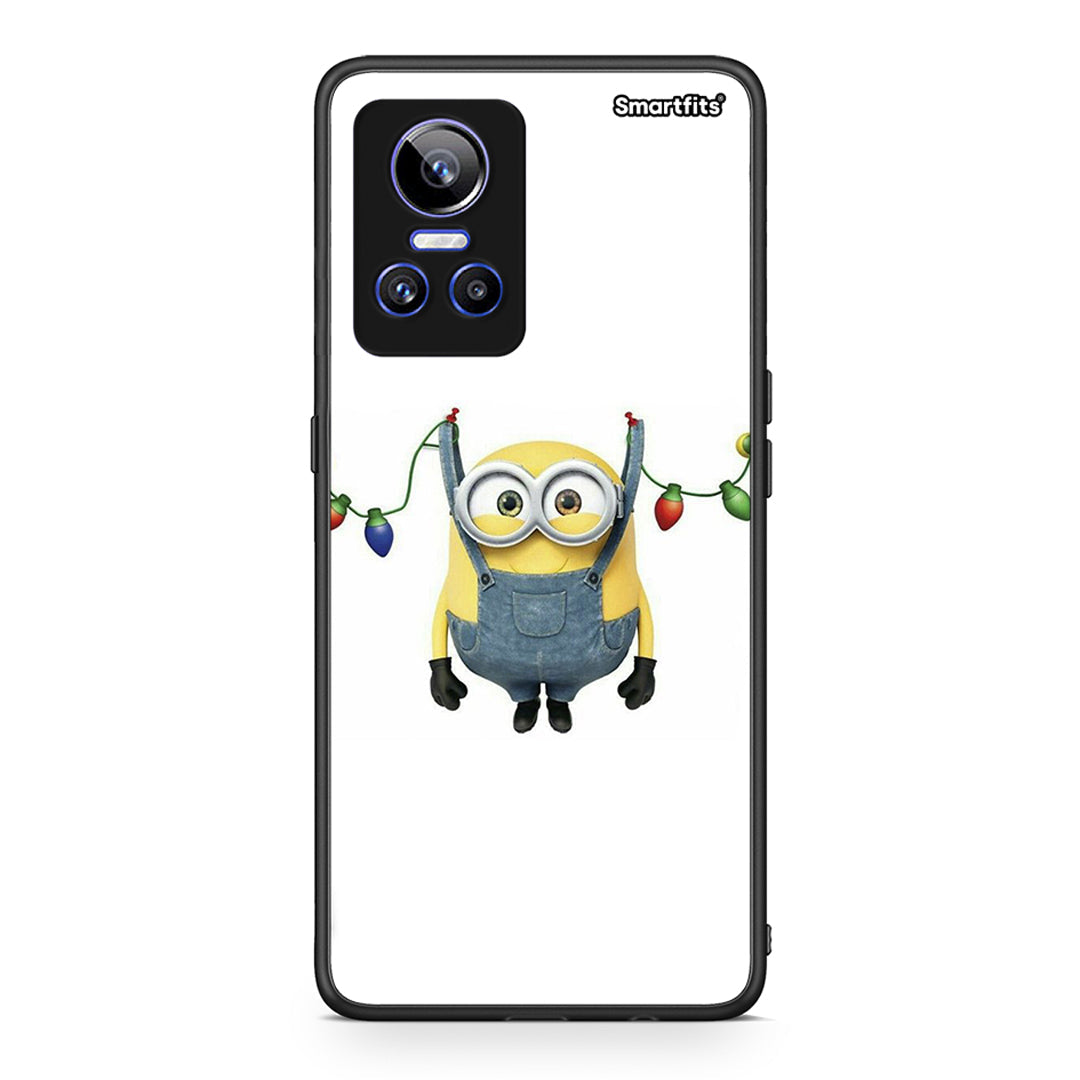 Realme GT Neo 3 Xmas Minion Lights θήκη από τη Smartfits με σχέδιο στο πίσω μέρος και μαύρο περίβλημα | Smartphone case with colorful back and black bezels by Smartfits