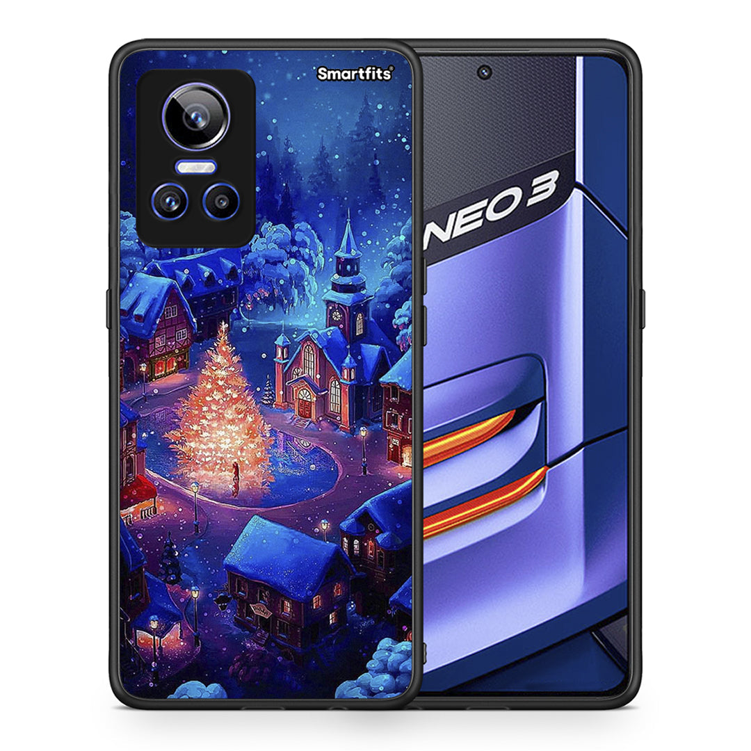 Θήκη Realme GT Neo 3 Xmas Village από τη Smartfits με σχέδιο στο πίσω μέρος και μαύρο περίβλημα | Realme GT Neo 3 Xmas Village case with colorful back and black bezels