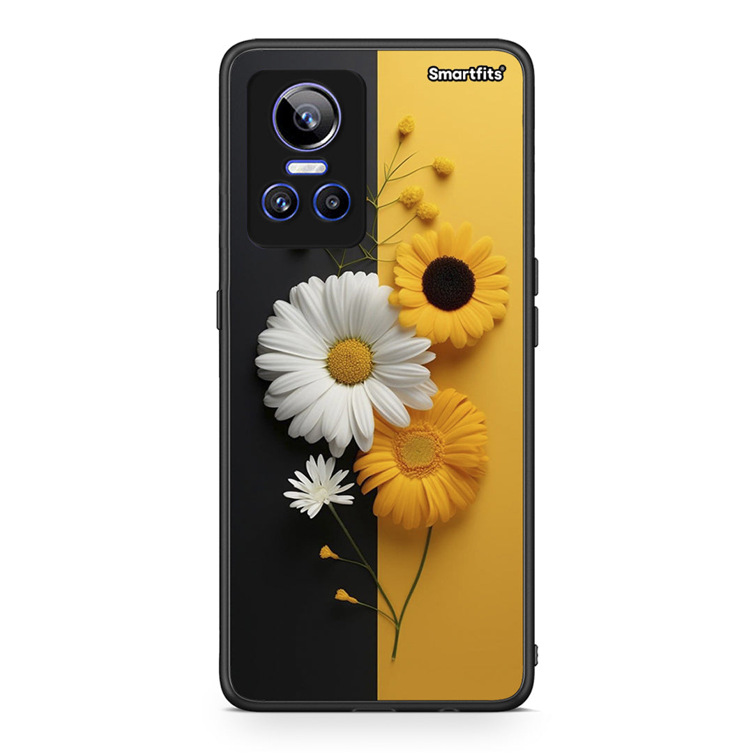 Realme GT Neo 3 Yellow Daisies θήκη από τη Smartfits με σχέδιο στο πίσω μέρος και μαύρο περίβλημα | Smartphone case with colorful back and black bezels by Smartfits