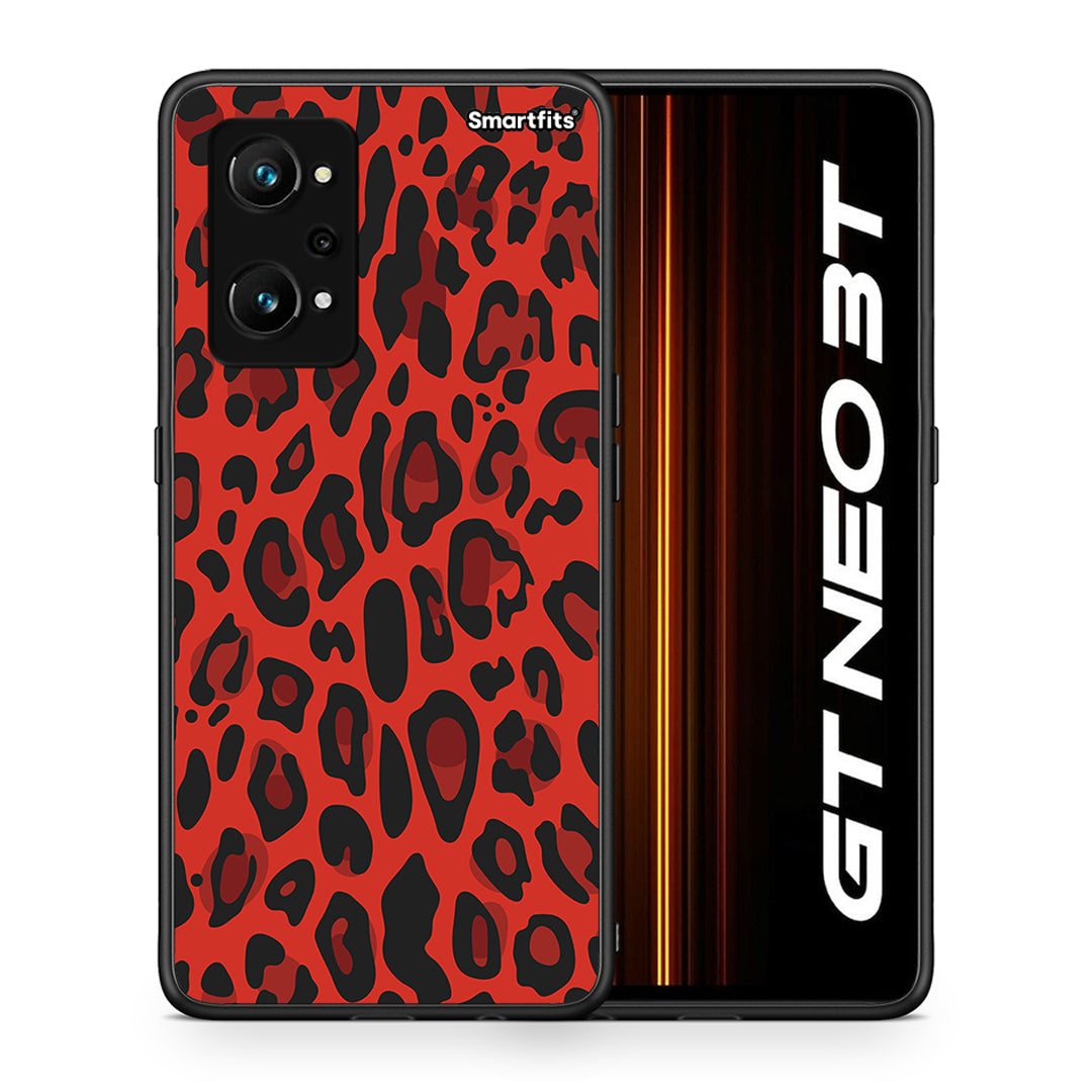 Θήκη Realme GT Neo 3T Red Leopard Animal από τη Smartfits με σχέδιο στο πίσω μέρος και μαύρο περίβλημα | Realme GT Neo 3T Red Leopard Animal case with colorful back and black bezels