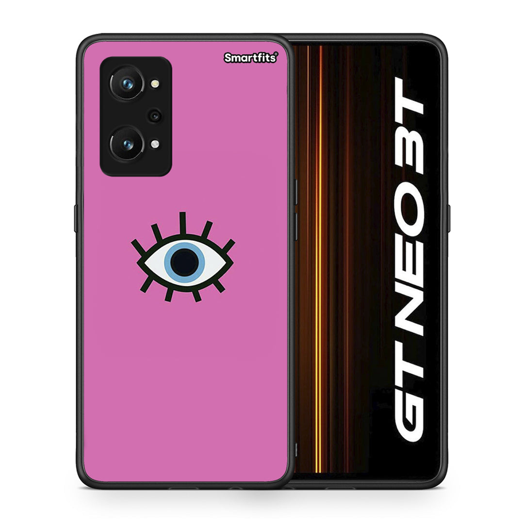 Θήκη Realme GT Neo 3T Blue Eye Pink από τη Smartfits με σχέδιο στο πίσω μέρος και μαύρο περίβλημα | Realme GT Neo 3T Blue Eye Pink case with colorful back and black bezels