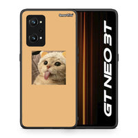 Thumbnail for Θήκη Realme GT Neo 3T Cat Tongue από τη Smartfits με σχέδιο στο πίσω μέρος και μαύρο περίβλημα | Realme GT Neo 3T Cat Tongue case with colorful back and black bezels