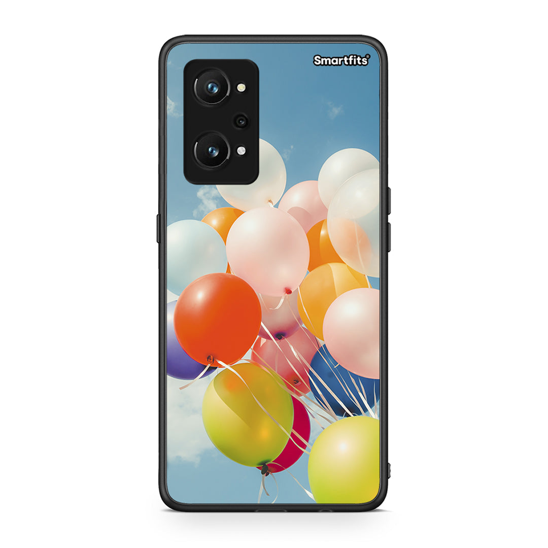 Realme GT Neo 3T Colorful Balloons θήκη από τη Smartfits με σχέδιο στο πίσω μέρος και μαύρο περίβλημα | Smartphone case with colorful back and black bezels by Smartfits