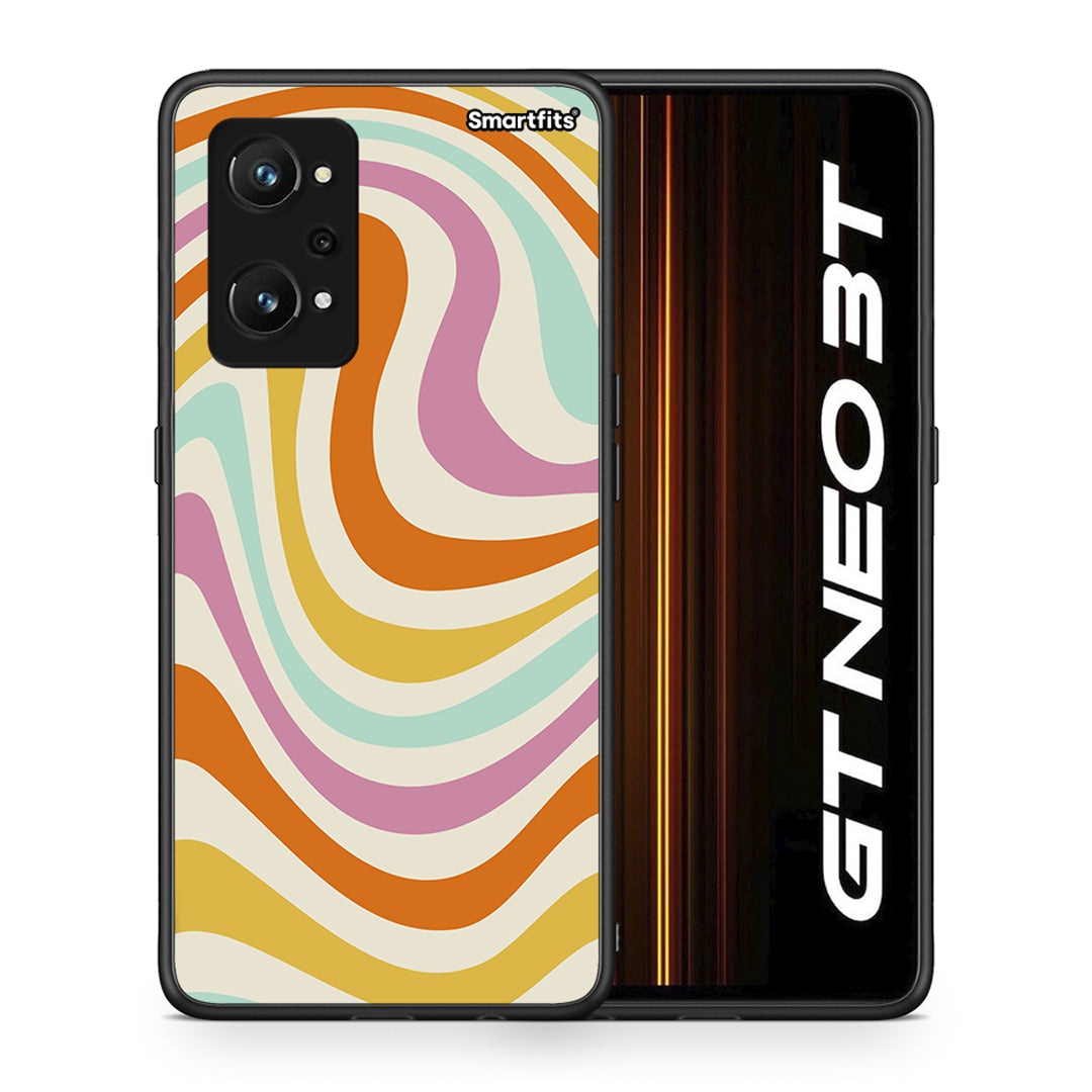 Θήκη Realme GT Neo 3T Colourful Waves από τη Smartfits με σχέδιο στο πίσω μέρος και μαύρο περίβλημα | Realme GT Neo 3T Colourful Waves case with colorful back and black bezels