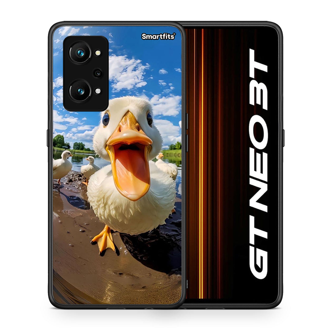 Θήκη Realme GT Neo 3T Duck Face από τη Smartfits με σχέδιο στο πίσω μέρος και μαύρο περίβλημα | Realme GT Neo 3T Duck Face case with colorful back and black bezels