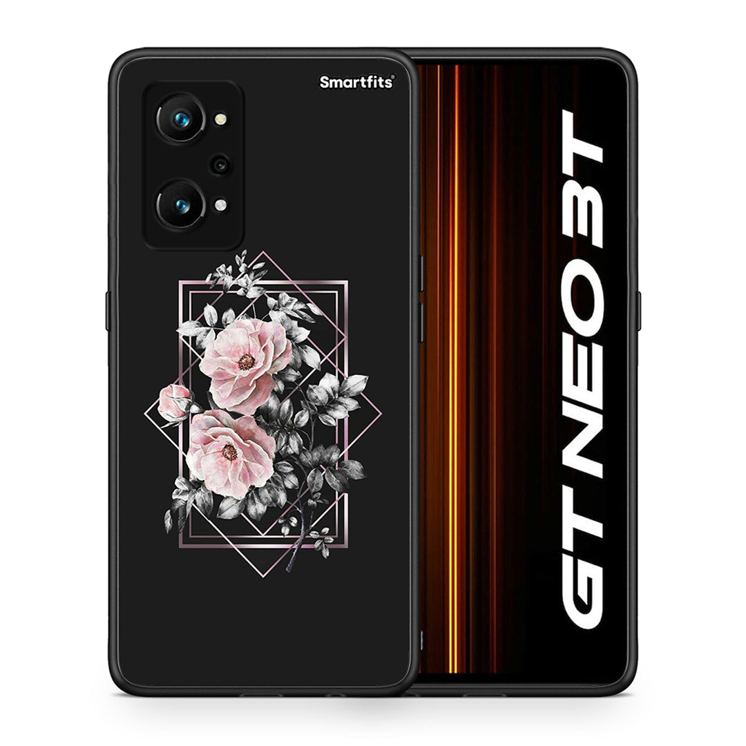 Θήκη Realme GT Neo 3T Frame Flower από τη Smartfits με σχέδιο στο πίσω μέρος και μαύρο περίβλημα | Realme GT Neo 3T Frame Flower case with colorful back and black bezels