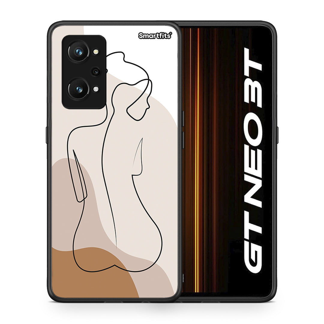 Θήκη Realme GT Neo 3T LineArt Woman από τη Smartfits με σχέδιο στο πίσω μέρος και μαύρο περίβλημα | Realme GT Neo 3T LineArt Woman case with colorful back and black bezels