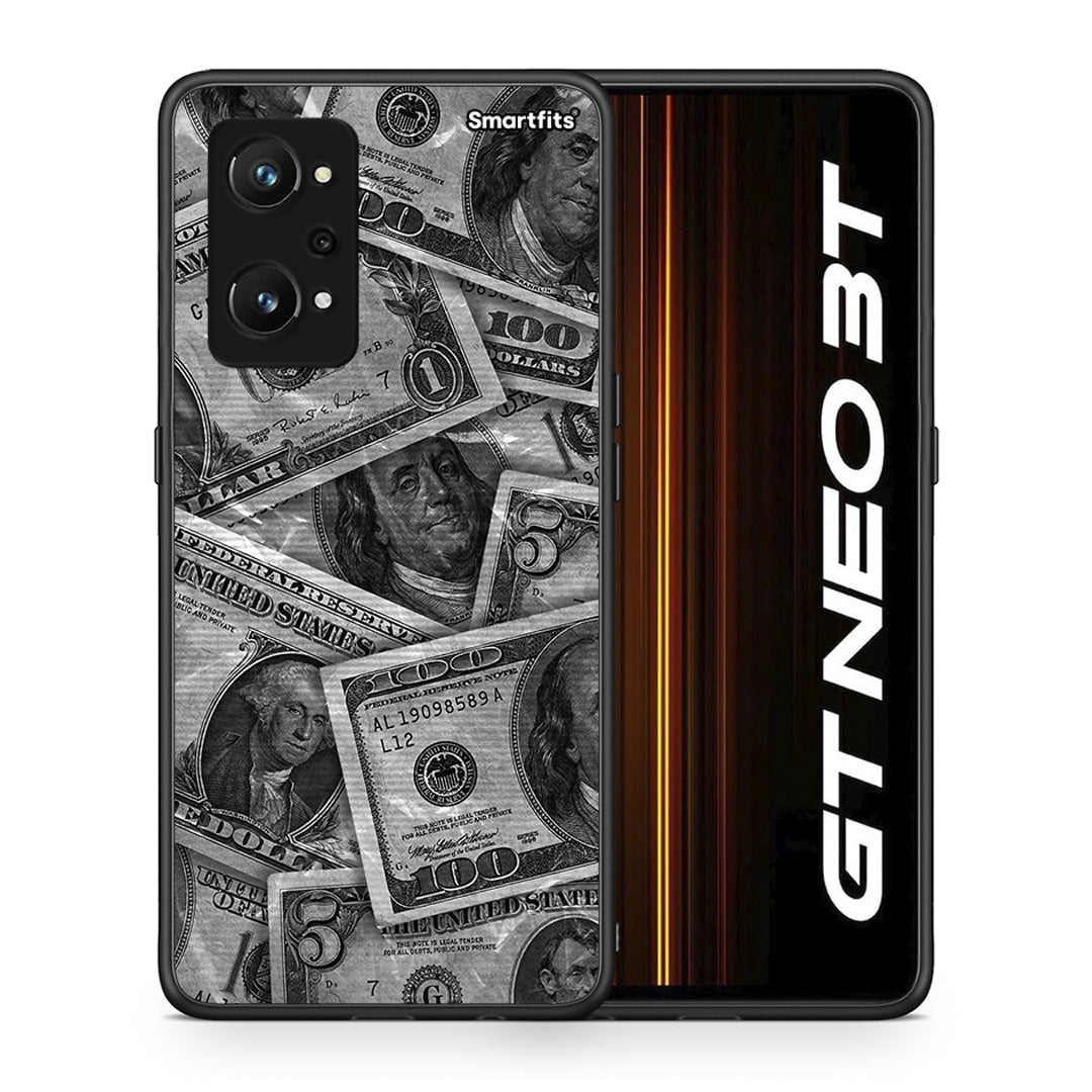 Θήκη Realme GT Neo 3T Money Dollars από τη Smartfits με σχέδιο στο πίσω μέρος και μαύρο περίβλημα | Realme GT Neo 3T Money Dollars case with colorful back and black bezels