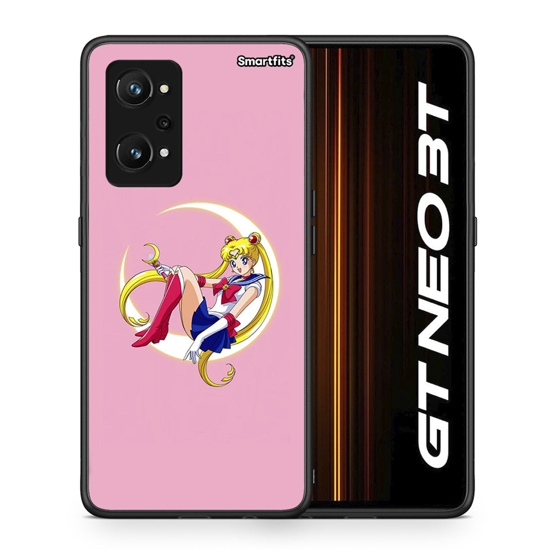 Θήκη Realme GT Neo 3T Moon Girl από τη Smartfits με σχέδιο στο πίσω μέρος και μαύρο περίβλημα | Realme GT Neo 3T Moon Girl case with colorful back and black bezels