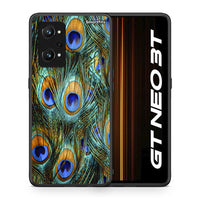 Thumbnail for Θήκη Realme GT Neo 3T Real Peacock Feathers από τη Smartfits με σχέδιο στο πίσω μέρος και μαύρο περίβλημα | Realme GT Neo 3T Real Peacock Feathers case with colorful back and black bezels