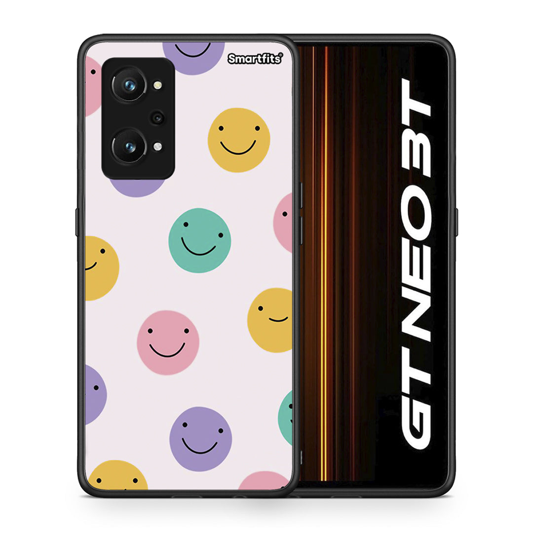 Θήκη Realme GT Neo 3T Smiley Faces από τη Smartfits με σχέδιο στο πίσω μέρος και μαύρο περίβλημα | Realme GT Neo 3T Smiley Faces case with colorful back and black bezels
