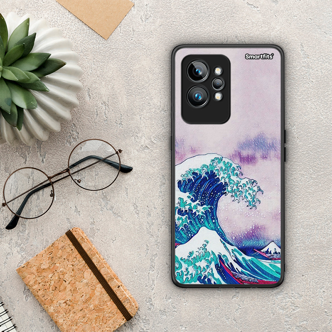 Θήκη Realme GT2 Pro Blue Waves από τη Smartfits με σχέδιο στο πίσω μέρος και μαύρο περίβλημα | Realme GT2 Pro Blue Waves Case with Colorful Back and Black Bezels