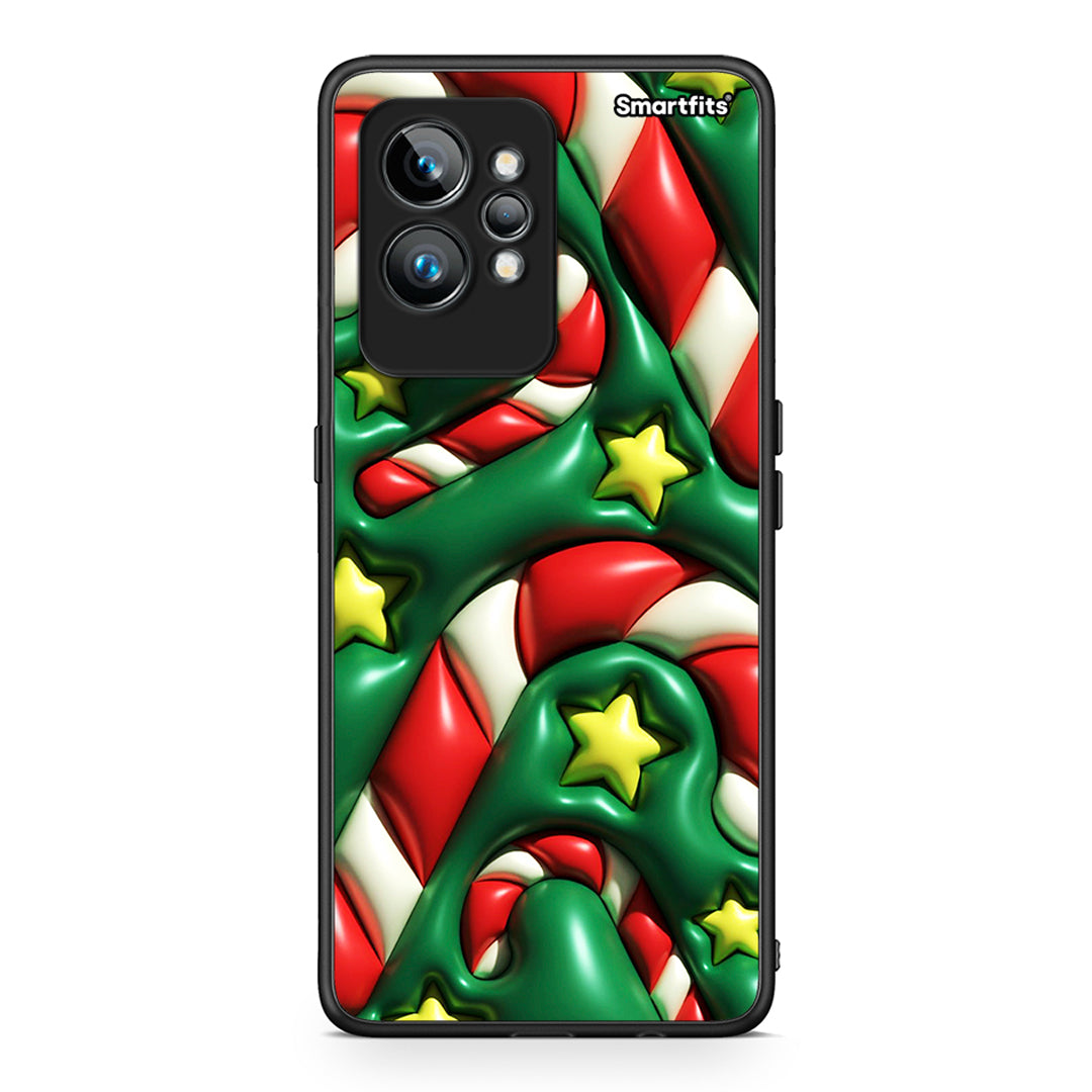 Θήκη Realme GT2 Pro Christmas Bubbles από τη Smartfits με σχέδιο στο πίσω μέρος και μαύρο περίβλημα | Realme GT2 Pro Christmas Bubbles Case with Colorful Back and Black Bezels