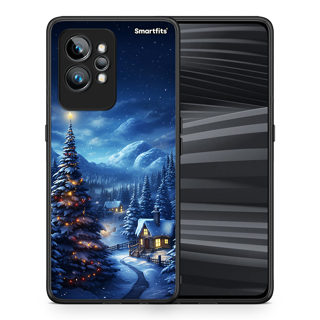 Θήκη Realme GT2 Pro Christmas Scenery από τη Smartfits με σχέδιο στο πίσω μέρος και μαύρο περίβλημα | Realme GT2 Pro Christmas Scenery Case with Colorful Back and Black Bezels