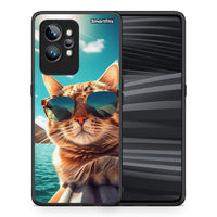 Thumbnail for Θήκη Realme GT2 Pro Summer Cat από τη Smartfits με σχέδιο στο πίσω μέρος και μαύρο περίβλημα | Realme GT2 Pro Summer Cat Case with Colorful Back and Black Bezels