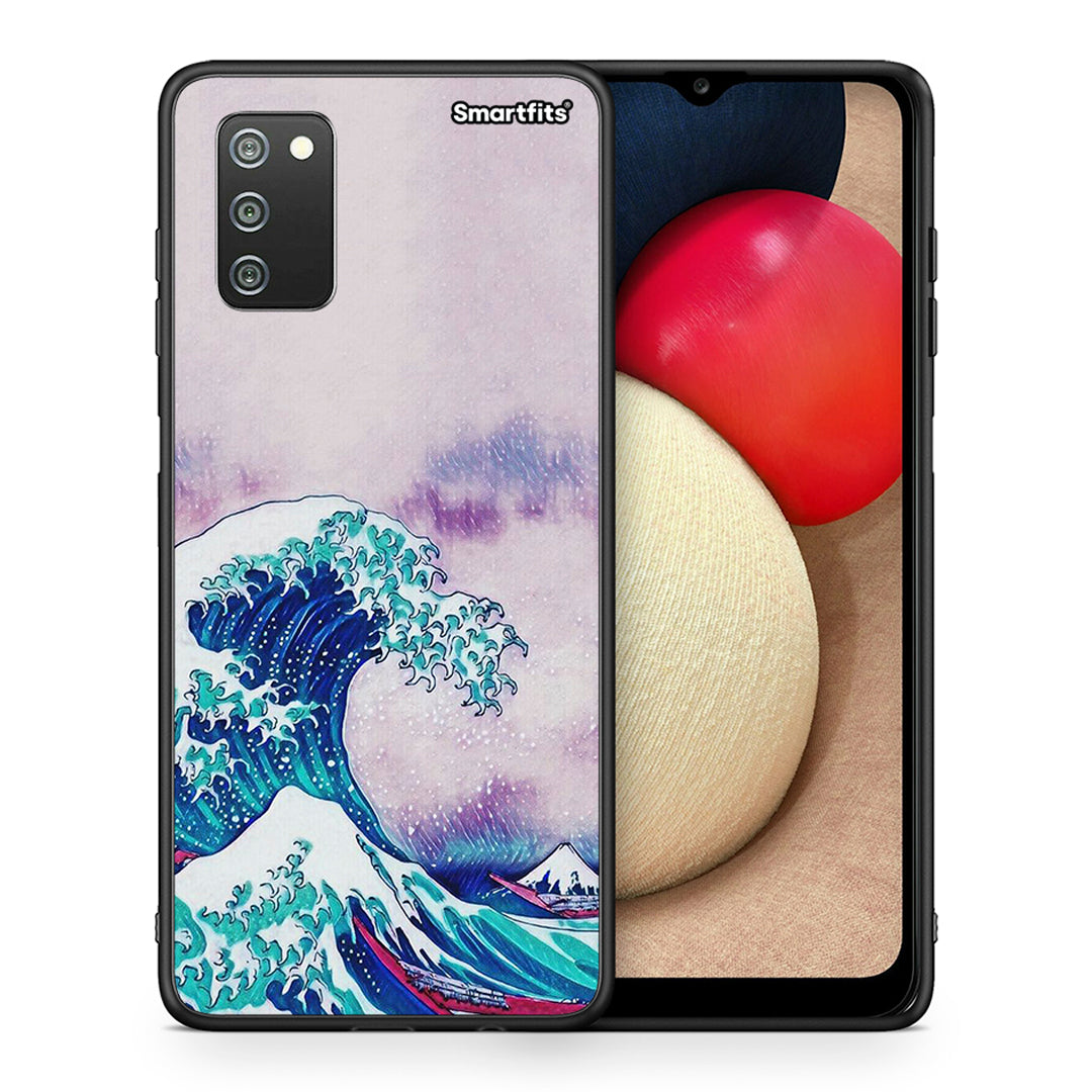 Θήκη Samsung A02s Blue Waves από τη Smartfits με σχέδιο στο πίσω μέρος και μαύρο περίβλημα | Samsung A02s Blue Waves case with colorful back and black bezels