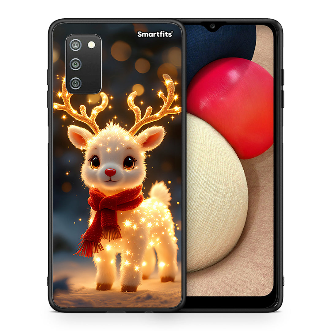 Θήκη Samsung A02s Christmas Cutie από τη Smartfits με σχέδιο στο πίσω μέρος και μαύρο περίβλημα | Samsung A02s Christmas Cutie case with colorful back and black bezels