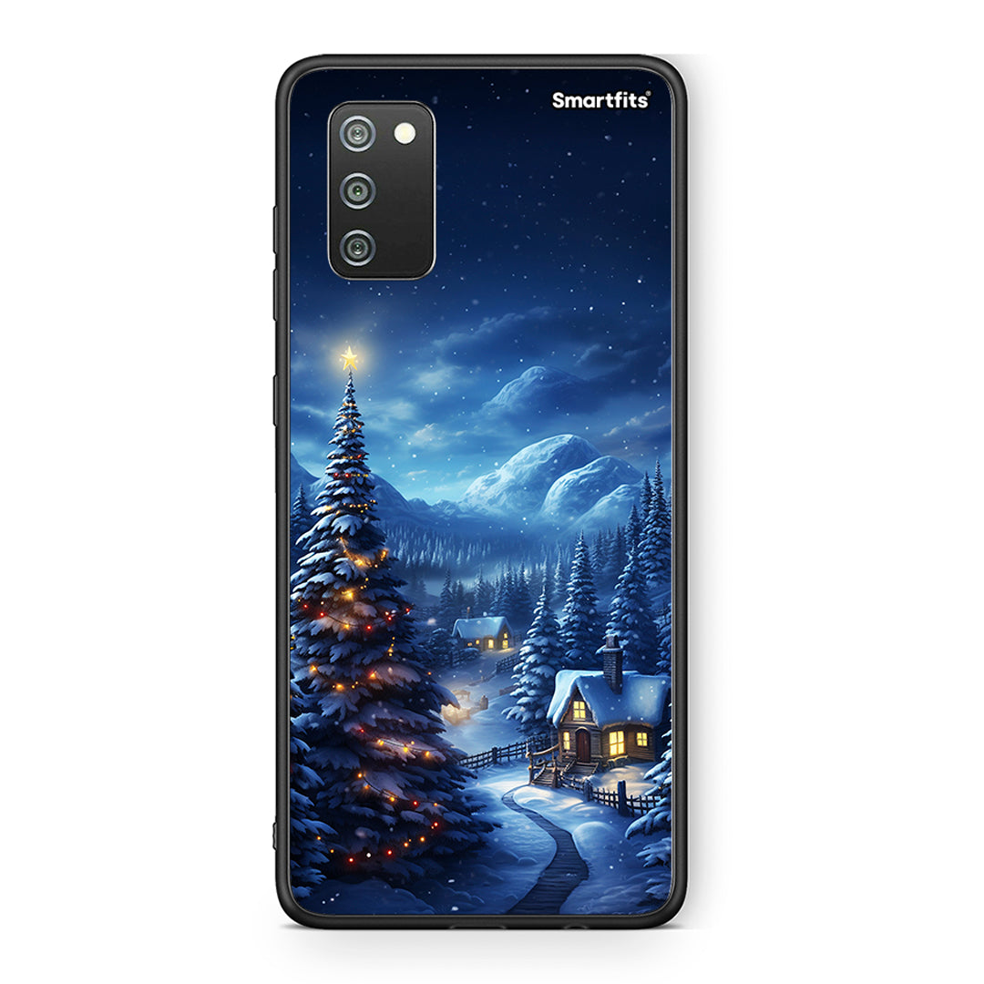 Samsung A02s Christmas Scenery θήκη από τη Smartfits με σχέδιο στο πίσω μέρος και μαύρο περίβλημα | Smartphone case with colorful back and black bezels by Smartfits