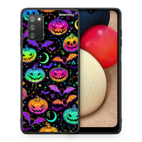 Thumbnail for Θήκη Samsung A02s Neon Halloween από τη Smartfits με σχέδιο στο πίσω μέρος και μαύρο περίβλημα | Samsung A02s Neon Halloween case with colorful back and black bezels