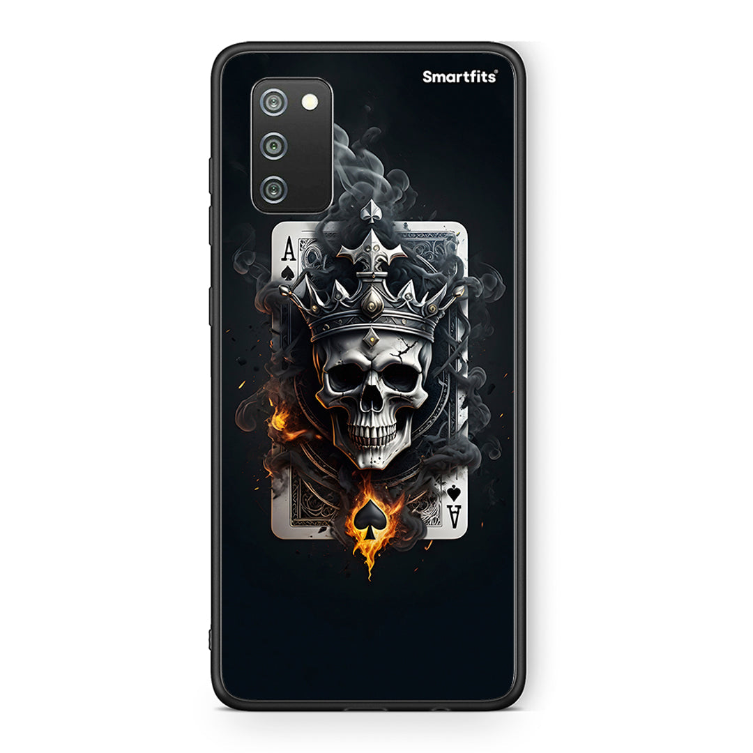 Samsung A02s Skull King Ace θήκη από τη Smartfits με σχέδιο στο πίσω μέρος και μαύρο περίβλημα | Smartphone case with colorful back and black bezels by Smartfits