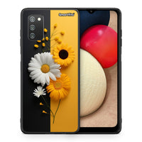 Thumbnail for Θήκη Samsung A02s Yellow Daisies από τη Smartfits με σχέδιο στο πίσω μέρος και μαύρο περίβλημα | Samsung A02s Yellow Daisies case with colorful back and black bezels