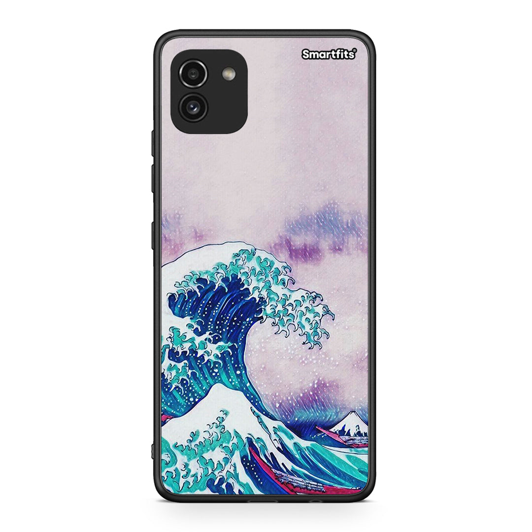 Samsung A03 Blue Waves θήκη από τη Smartfits με σχέδιο στο πίσω μέρος και μαύρο περίβλημα | Smartphone case with colorful back and black bezels by Smartfits