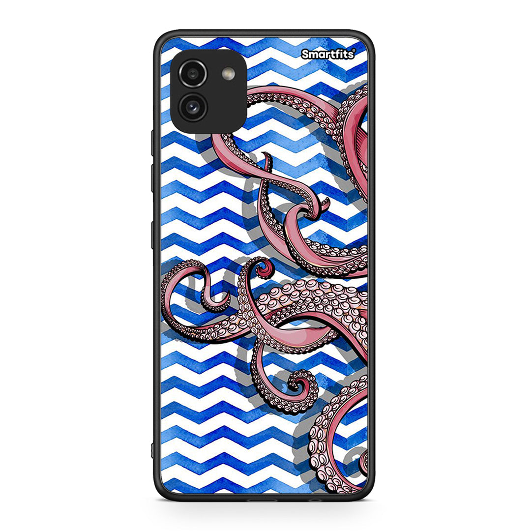 Samsung A03 Chevron Devilfish θήκη από τη Smartfits με σχέδιο στο πίσω μέρος και μαύρο περίβλημα | Smartphone case with colorful back and black bezels by Smartfits