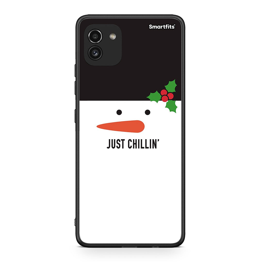 Samsung A03 Christmas Chillin θήκη από τη Smartfits με σχέδιο στο πίσω μέρος και μαύρο περίβλημα | Smartphone case with colorful back and black bezels by Smartfits