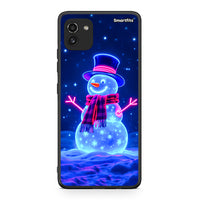 Thumbnail for Samsung A03 Christmas Neon Snowman θήκη από τη Smartfits με σχέδιο στο πίσω μέρος και μαύρο περίβλημα | Smartphone case with colorful back and black bezels by Smartfits