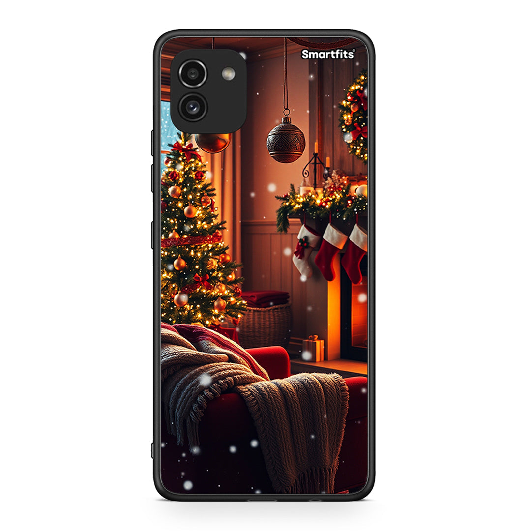 Samsung A03 Home For Christmas θήκη από τη Smartfits με σχέδιο στο πίσω μέρος και μαύρο περίβλημα | Smartphone case with colorful back and black bezels by Smartfits