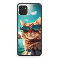 Thumbnail for Samsung A03 Summer Cat θήκη από τη Smartfits με σχέδιο στο πίσω μέρος και μαύρο περίβλημα | Smartphone case with colorful back and black bezels by Smartfits