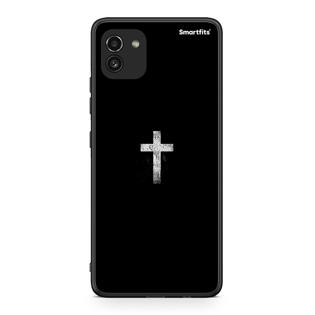 Samsung A03 White Cross θήκη από τη Smartfits με σχέδιο στο πίσω μέρος και μαύρο περίβλημα | Smartphone case with colorful back and black bezels by Smartfits