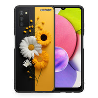 Thumbnail for Θήκη Samsung A03s Yellow Daisies από τη Smartfits με σχέδιο στο πίσω μέρος και μαύρο περίβλημα | Samsung A03s Yellow Daisies case with colorful back and black bezels