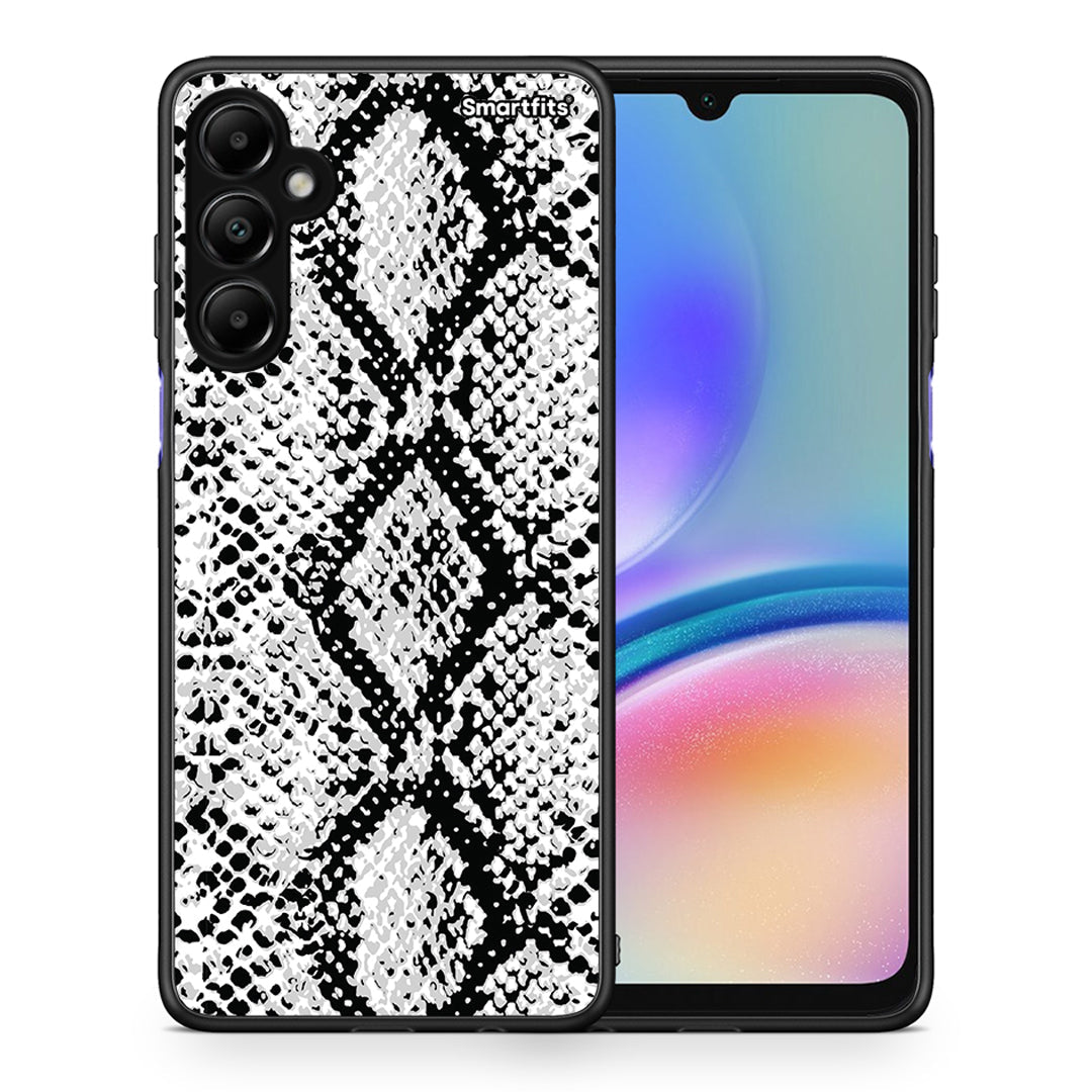 Θήκη Samsung Galaxy A05s White Snake Animal από τη Smartfits με σχέδιο στο πίσω μέρος και μαύρο περίβλημα | Samsung Galaxy A05s White Snake Animal case with colorful back and black bezels