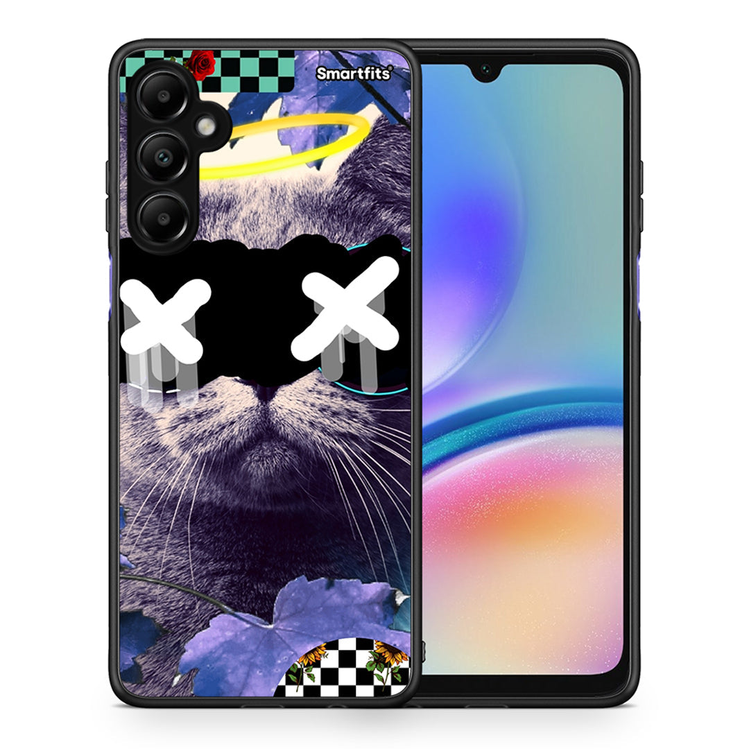 Θήκη Samsung Galaxy A05s Cat Collage από τη Smartfits με σχέδιο στο πίσω μέρος και μαύρο περίβλημα | Samsung Galaxy A05s Cat Collage case with colorful back and black bezels