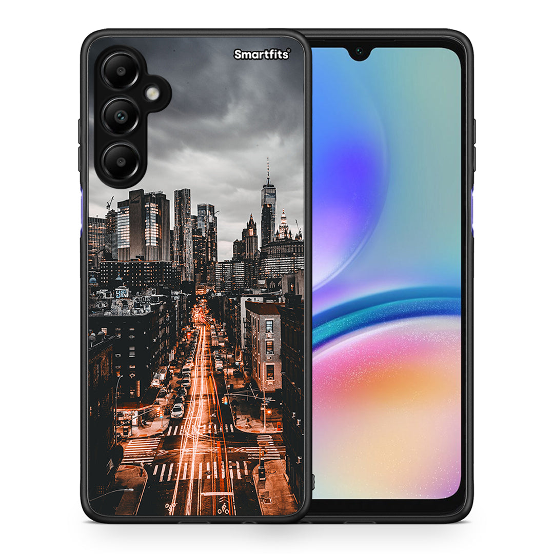 Θήκη Samsung Galaxy A05s City Lights από τη Smartfits με σχέδιο στο πίσω μέρος και μαύρο περίβλημα | Samsung Galaxy A05s City Lights case with colorful back and black bezels