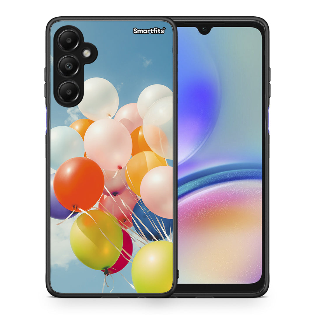 Θήκη Samsung Galaxy A05s Colorful Balloons από τη Smartfits με σχέδιο στο πίσω μέρος και μαύρο περίβλημα | Samsung Galaxy A05s Colorful Balloons case with colorful back and black bezels