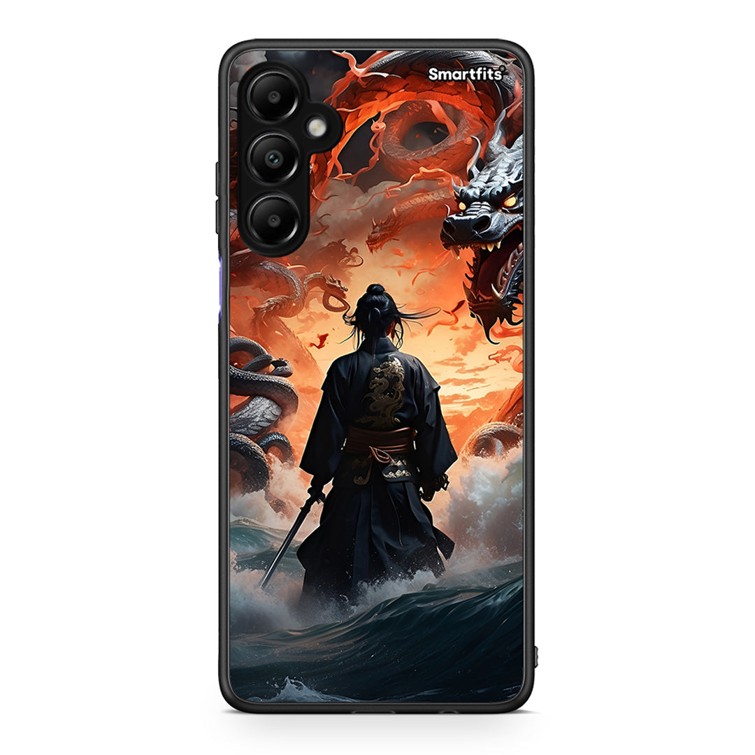 Samsung Galaxy A05s Dragons Fight θήκη από τη Smartfits με σχέδιο στο πίσω μέρος και μαύρο περίβλημα | Smartphone case with colorful back and black bezels by Smartfits