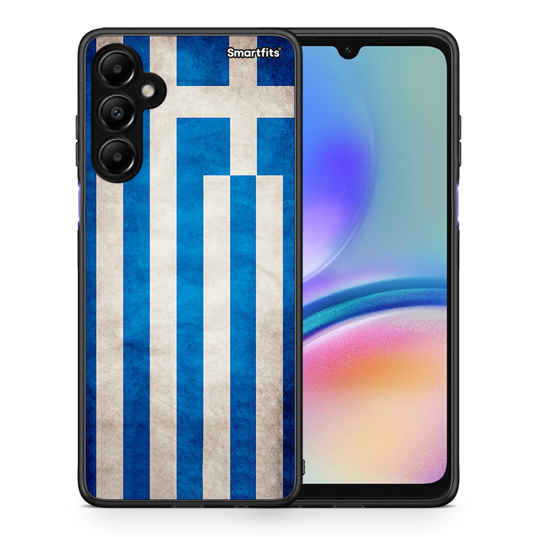 Θήκη Samsung Galaxy A05s Greek Flag από τη Smartfits με σχέδιο στο πίσω μέρος και μαύρο περίβλημα | Samsung Galaxy A05s Greek Flag case with colorful back and black bezels