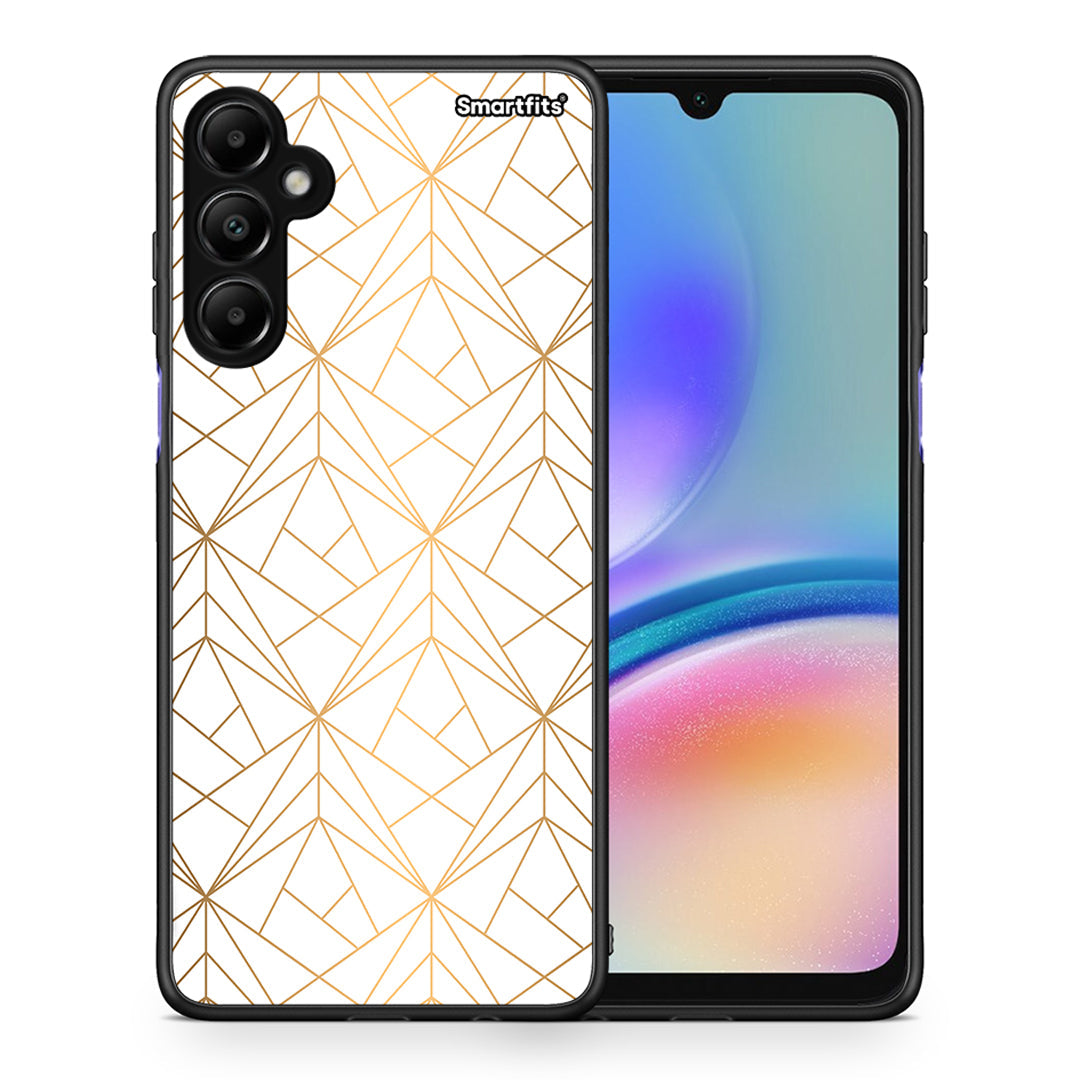 Θήκη Samsung Galaxy A05s Luxury White Geometric από τη Smartfits με σχέδιο στο πίσω μέρος και μαύρο περίβλημα | Samsung Galaxy A05s Luxury White Geometric case with colorful back and black bezels