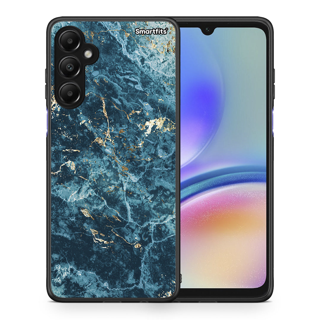 Θήκη Samsung Galaxy A05s Marble Blue από τη Smartfits με σχέδιο στο πίσω μέρος και μαύρο περίβλημα | Samsung Galaxy A05s Marble Blue case with colorful back and black bezels